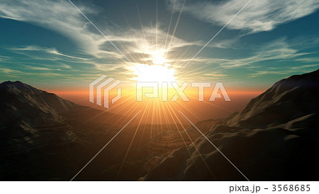 朝日 日の出 朝焼けのイラスト素材