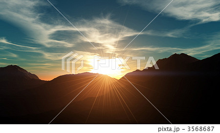 朝日 日の出 朝焼けのイラスト素材