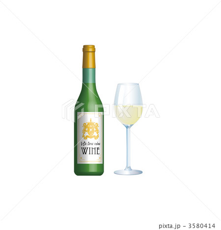 グラスワインとボトルワインのイラスト 3580414