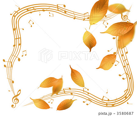 秋の音楽 コンサート 紅葉狩りのイラスト素材
