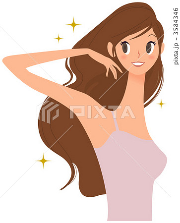 きれいな髪の女性 髪色赤茶 のイラスト素材