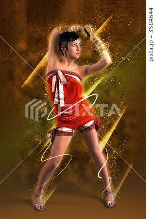 dancing brunette woman collage dancing brunette woman collage 3584644