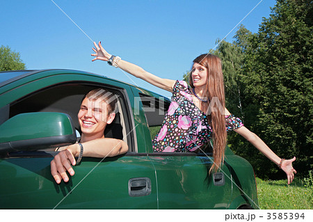 Gay and girl in car Gay and girl in car 3585394