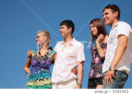 Two couples on sky background Two couples on sky background 3585403
