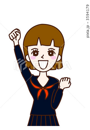人物イラスト　女学生　セーラー服 3594179