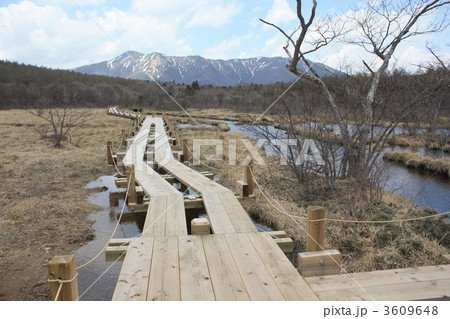 残雪の那須連山と沼ッ原湿原の春 3609648