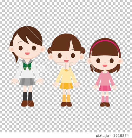 三姐妹初中生，小學生，幼兒園兒童 3610874
