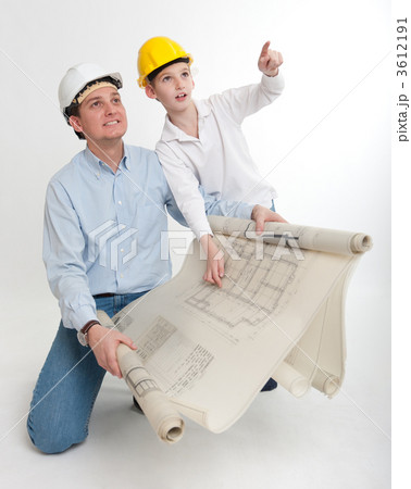 Father and son planning their home Father and son planning their home 3612191