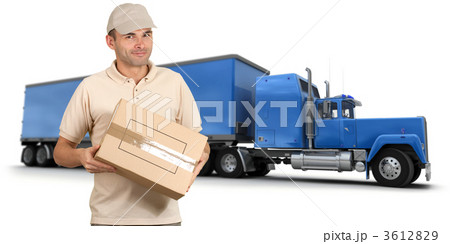 Courier and blue truck Courier and blue truck 3612829
