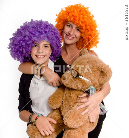Mother, daughter and teddy bear 3615523