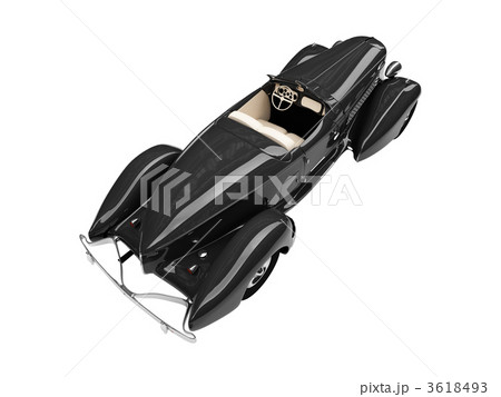 isolated retro black car back view 01 3618493