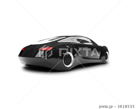 isolated black super car back view 02 3618535