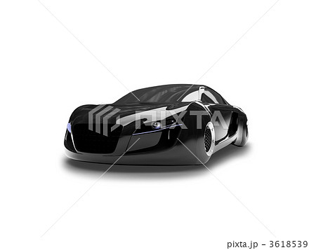 isolated black super car front view 01 3618539