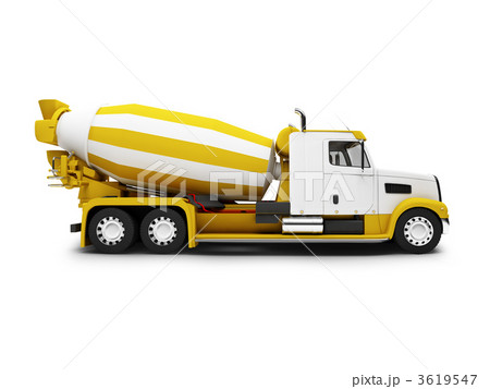 Concrete mixer isolated side view with clipping path 3619547