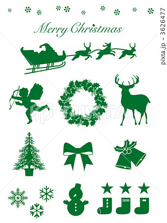 クリスマスシルエット緑のイラスト素材 3626477 Pixta