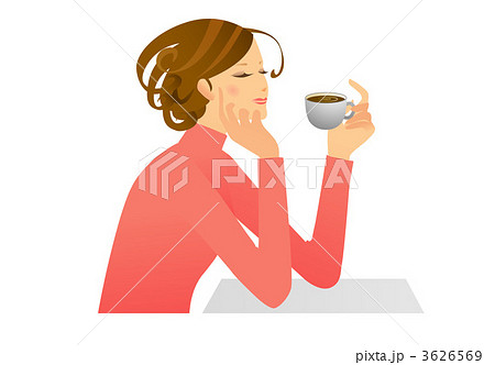 コーヒーを飲む女性のイラスト素材 3626569 Pixta