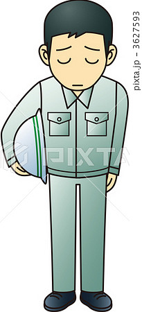 お詫び　作業員　グレー　ヘルメット 3627593