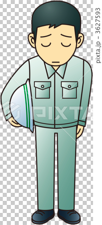 お詫び　作業員　グレー　ヘルメット 3627593