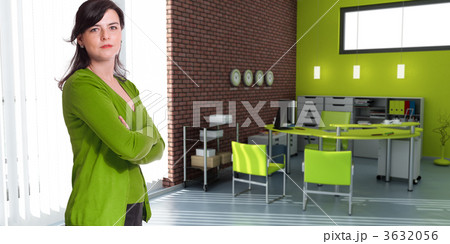 Woman and office in green 3632056