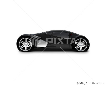 isolated black super car side view 3632069