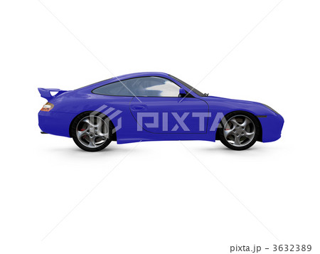 isolated blue super car side view 3632389