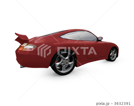 isolated red super car back view 3632391