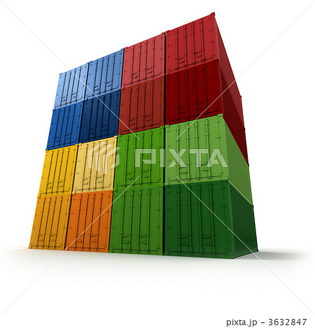 Block of piled cargo containers 3632847