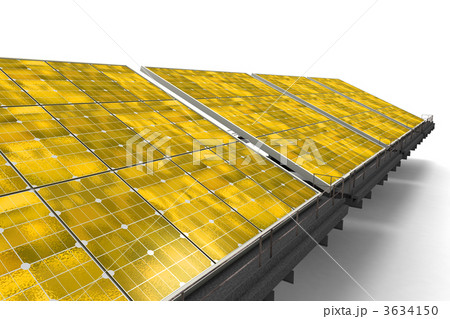 Detail of a line of yellow solar panels 3634150
