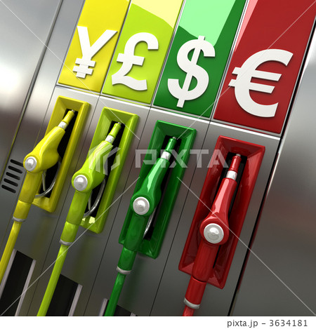 Gas pumps with currency symbols 3634181