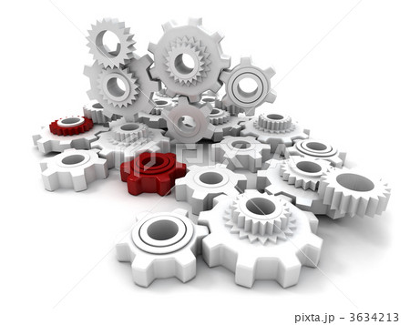 Red and white cogwheels 3634213