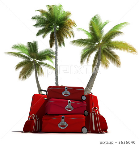 Tropical trip and red luggage 3636040