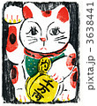 千客万来！商売繁盛！の招き猫_木版画 3638441
