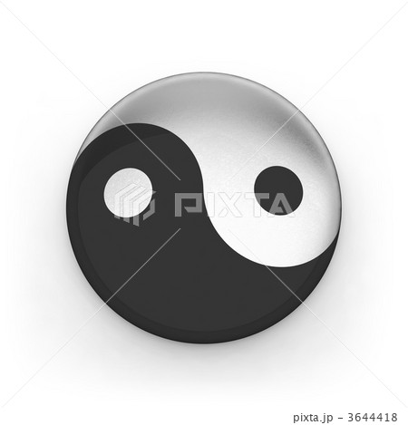 Metallic sing yin yang isolated on white background 3644418