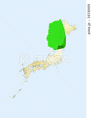 岩手県 日本列島 日本地図のイラスト素材