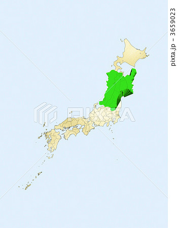 日本列島 日本地図 宮城県のイラスト素材
