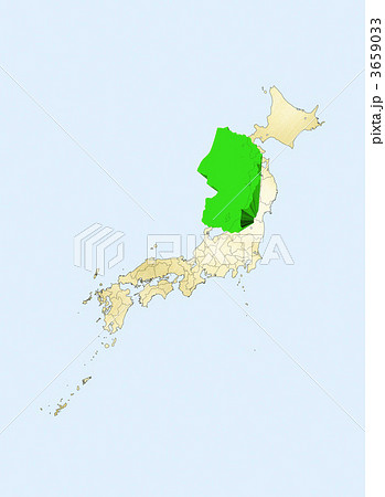 日本地図 日本列島 山形県のイラスト素材