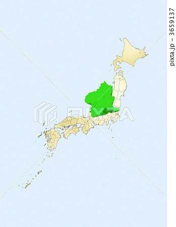 日本列島 日本地図 群馬県のイラスト素材