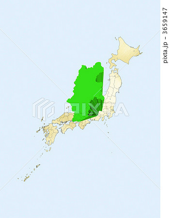 日本列島 日本地図 長野県のイラスト素材