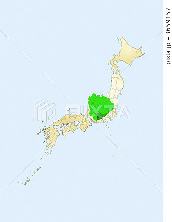 日本列島 日本地図 山梨県のイラスト素材 3659157 Pixta