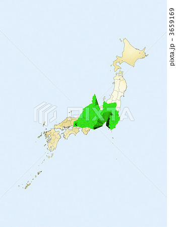 日本列島 日本地図 静岡県のイラスト素材