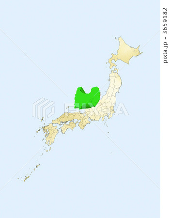 日本列島 日本地図 富山県のイラスト素材