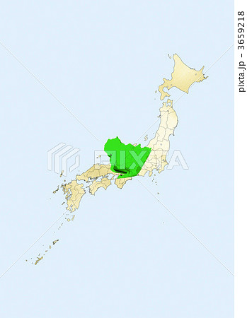 日本列島 日本地図 愛知県のイラスト素材
