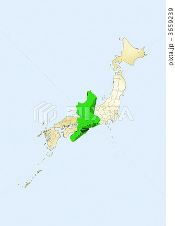 日本列島 日本地図 三重県のイラスト素材