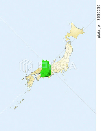 日本列島 日本地図 奈良県のイラスト素材