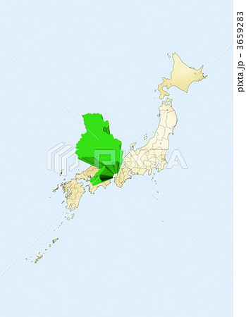 日本列島 日本地図 兵庫県のイラスト素材