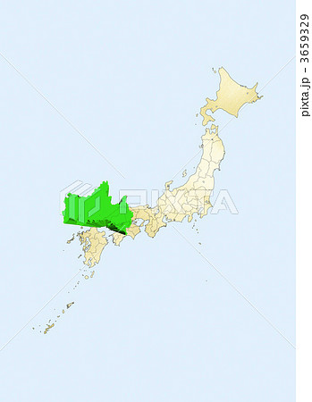 日本列島 日本地図 山口県のイラスト素材