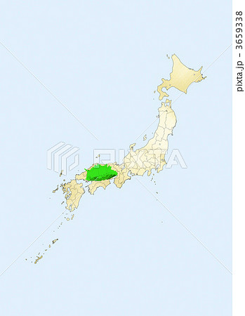 日本列島 日本地図 香川県のイラスト素材