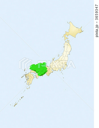 日本列島 日本地図 徳島県のイラスト素材