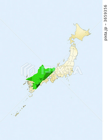 日本地図 日本列島 愛媛県のイラスト素材