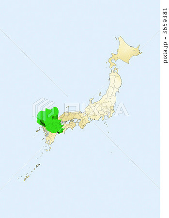 日本地図 日本列島 大分県のイラスト素材